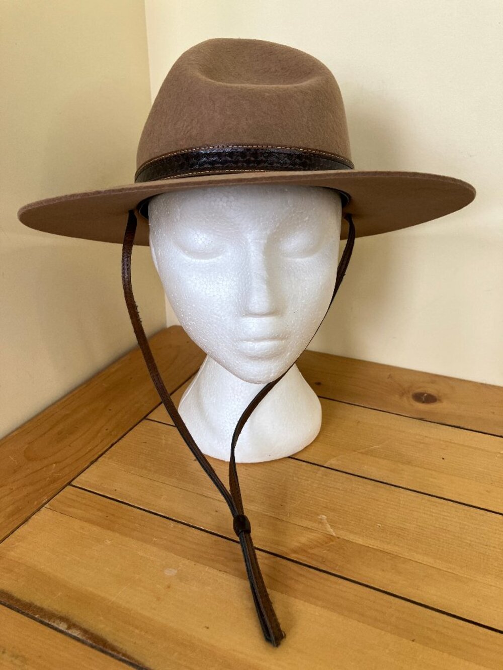 Smithbilt Campaign Ranger Scout Felt Hat Faux Leather Hatband & Strap Size 7
